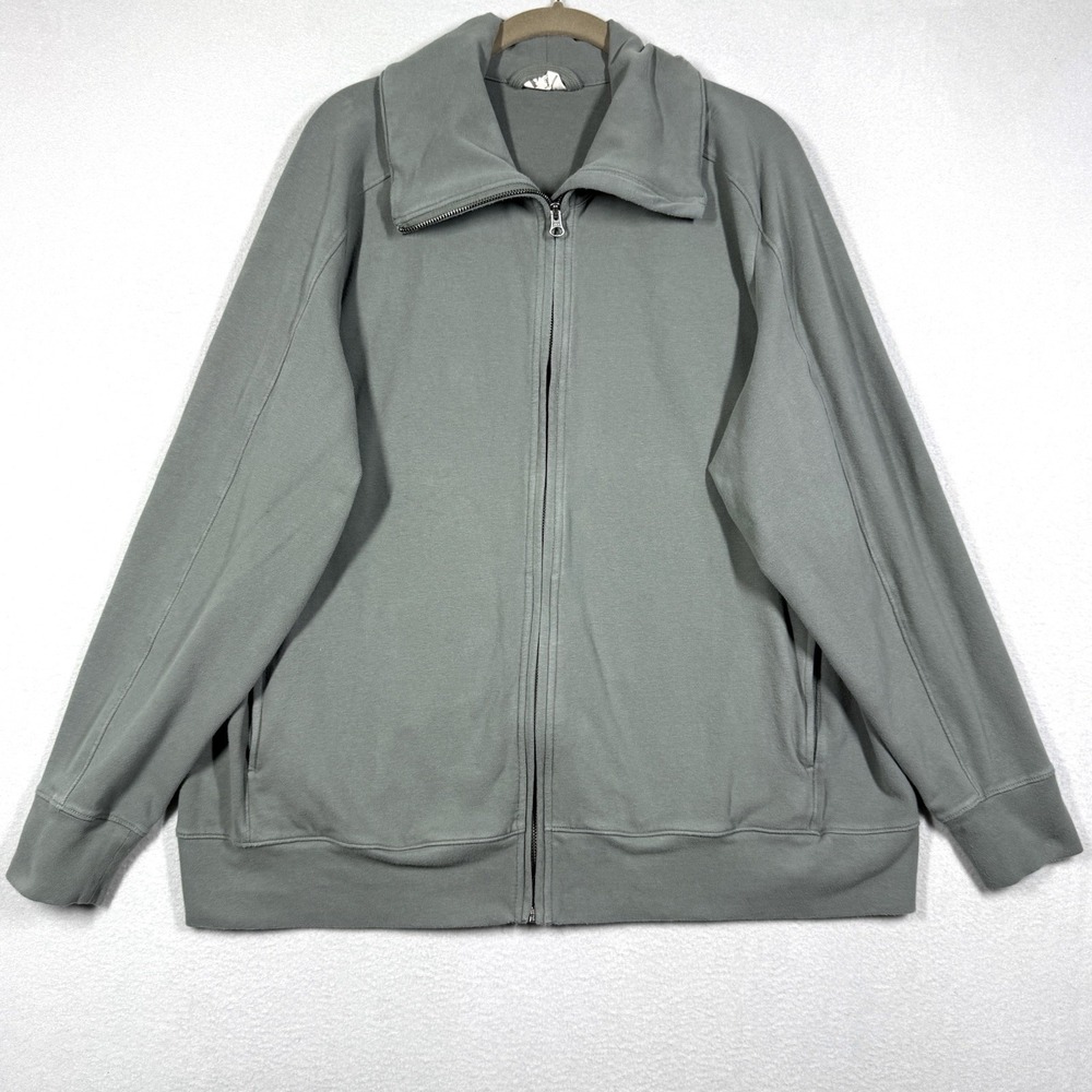 Pact Organic Jacket Womens XXL 2XL Cloudknit Full Zip Foldover Collar Travel
